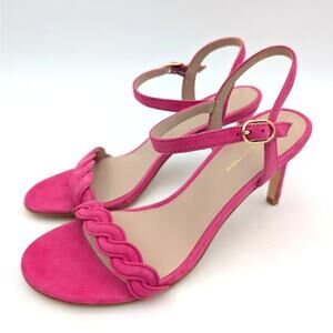 Stuart Weitzman Dancer Twistie Suede Sandal Women's Pink Size US8B EU38.5